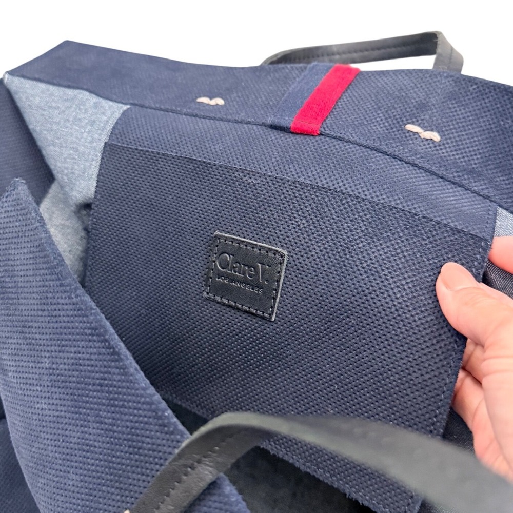 Clare V Simple Tote Navy Suede Leather Shoulder Bag EUC - Picture 3 of 7